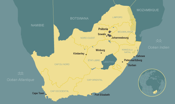 Carte Afrique du sud