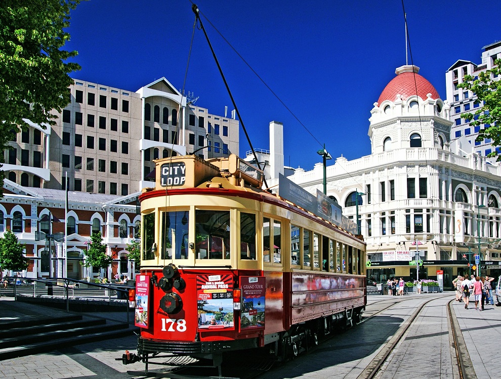 Tram à Christchurch en Nouvelle Zélande