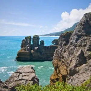 Pancakes Rocks à Punakaiki sur l'ile Sud en Nouvelle-Zélande