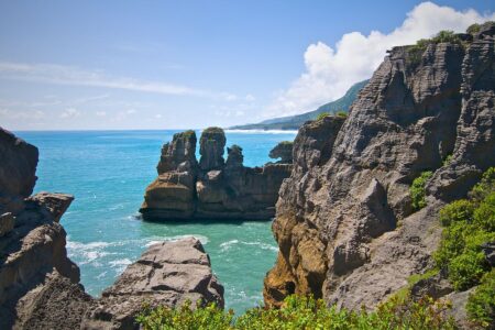 Pancakes Rocks à Punakaiki sur l'ile Sud en Nouvelle-Zélande