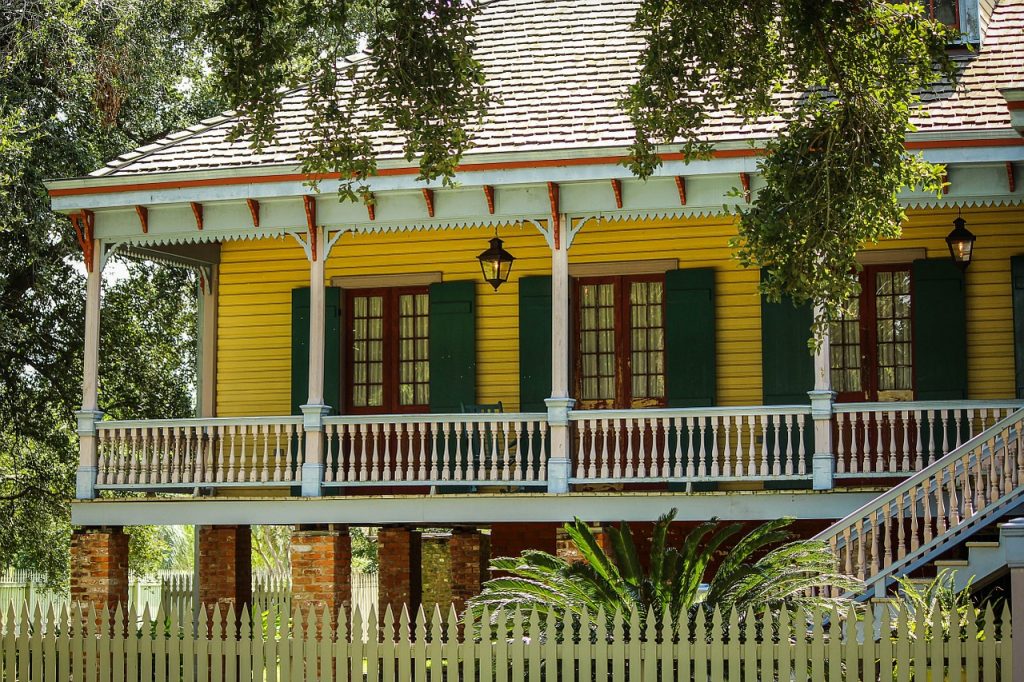 Maison jaune, plantation Laura en Louisiane