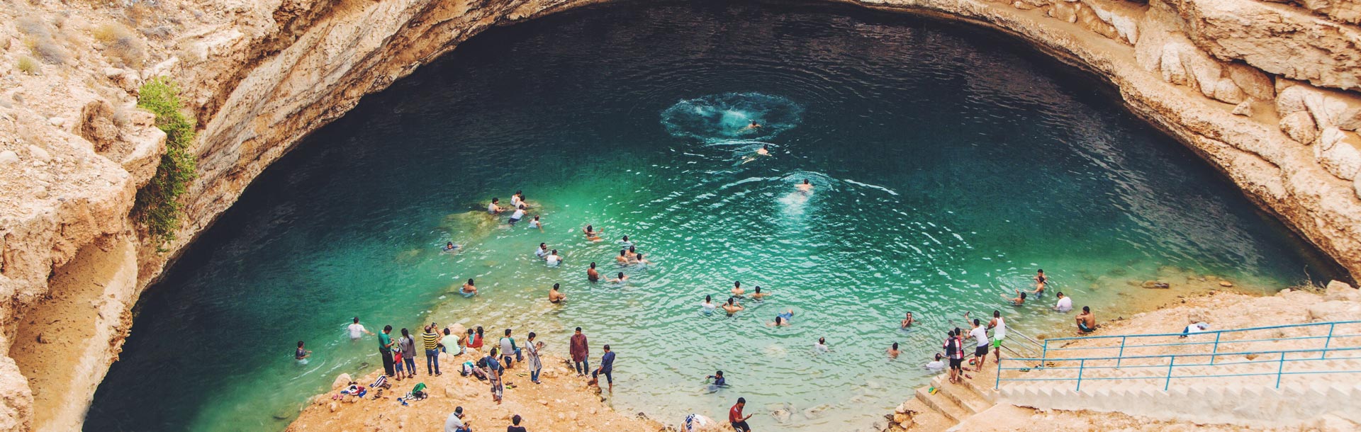 lac trou naturel, eau turquoise, Bimmah Sinkhole, Oman