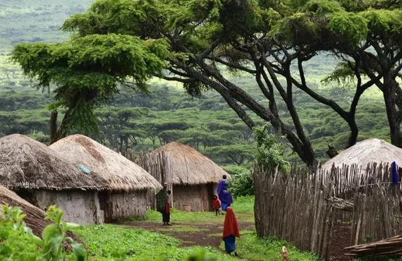 Maisons dans le village de Maasai