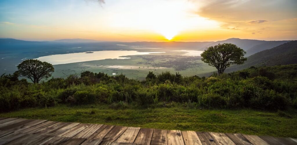 Cratère du Ngorongoro en Tanzanie au lever du soleil